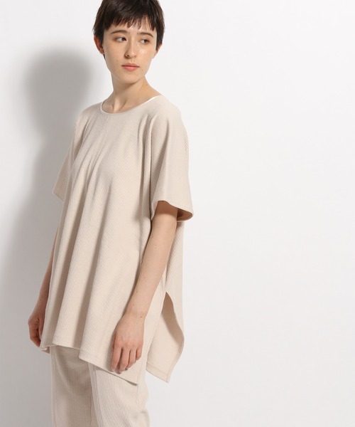 niko and...（ニコアンド）の「2WAYリブスクエアポンチョ（Tシャツ/カットソー・レディース・ブラック/オレンジ/アイボリー・FREE）」の2枚目の写真