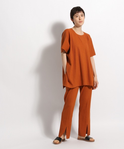 niko and...（ニコアンド）の「2WAYリブスクエアポンチョ（Tシャツ/カットソー・レディース・ブラック/オレンジ/アイボリー・FREE）」の4枚目の写真