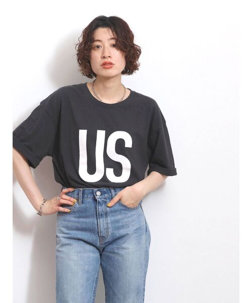 Ungrid（アングリッド）の「【10周年限定】USビッグTee（Tシャツ/カットソー・レディース・ネイビー/チャコールグレー/オフホワイト・FREE）」の2枚目の写真