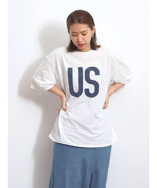 Ungrid（アングリッド）の「【10周年限定】USビッグTee（Tシャツ/カットソー・レディース・ネイビー/チャコールグレー/オフホワイト・FREE）」の9枚目の写真