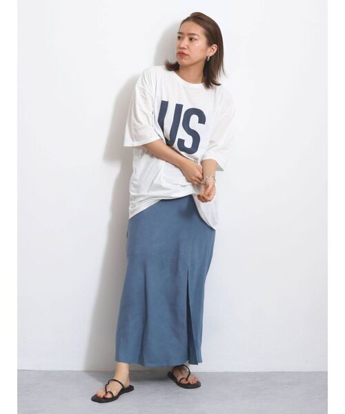 Ungrid（アングリッド）の「【10周年限定】USビッグTee（Tシャツ/カットソー・レディース・ネイビー/チャコールグレー/オフホワイト・FREE）」の12枚目の写真