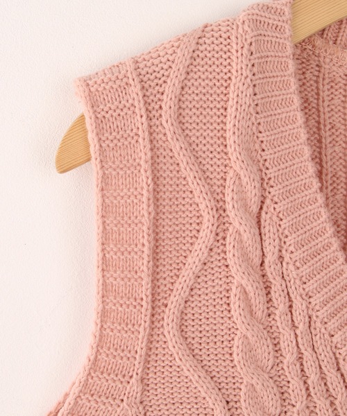 fd style（エフディ スタイル）の「【Chuzchuz】プレッツェルVネックニットベスト（ベスト・レディース・スカイブルー/ベージュ/ピンク/アイボリー・FREE）」の7枚目の写真