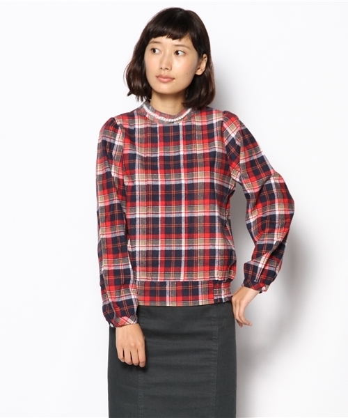 natural couture（ナチュラルクチュール）の「【natural couture NICE CLAUP】チェックハイネックブラウス（シャツ/ブラウス・レディース・オフホワイト/その他1/その他2・FREE）」の2枚目の写真