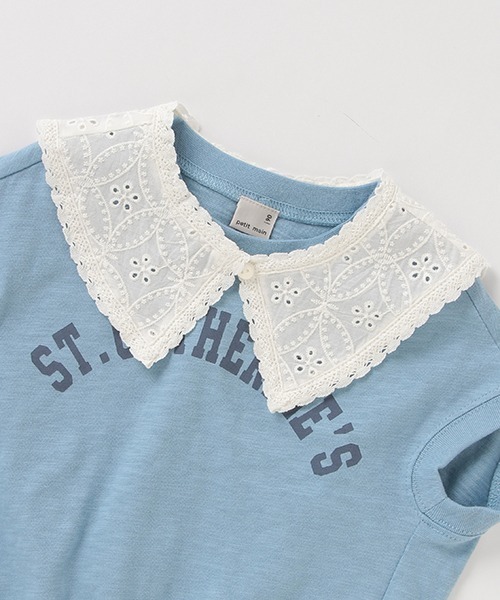 petit main（プティマイン）の「【接触冷感】つけ衿ロゴプリントTシャツ（Tシャツ/カットソー・キッズ・ブラック/ブルー/キナリ・80ｃｍ/90cm/110cm/100cm/120cm/130cm）」の8枚目の写真