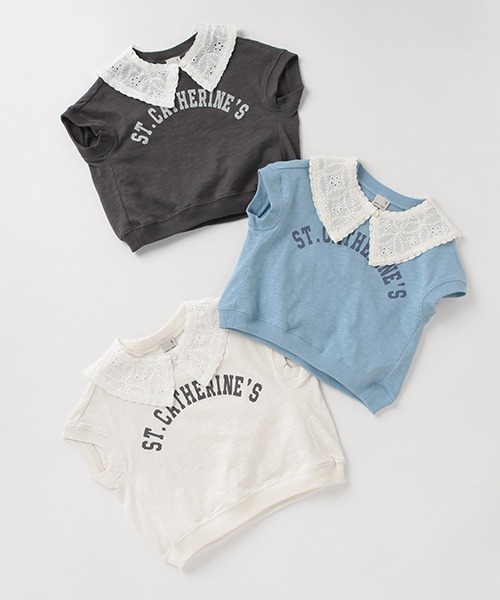 petit main（プティマイン）の「【接触冷感】つけ衿ロゴプリントTシャツ（Tシャツ/カットソー・キッズ・ブラック/ブルー/キナリ・80ｃｍ/90cm/110cm/100cm/120cm/130cm）」の15枚目の写真