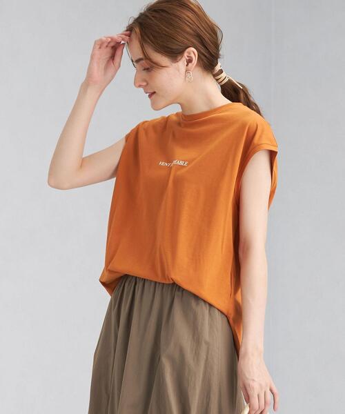 green label relaxing（グリーンレーベルリラクシング）の「SC プリント ノースリーブ [Tシャツ]（Tシャツ/カットソー・レディース・オフホワイト/オレンジ/ダークグレー・FREE）」の3枚目の写真