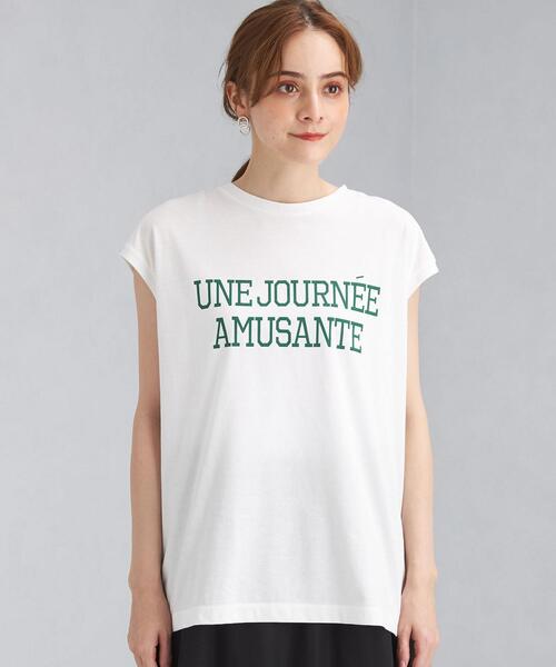 green label relaxing（グリーンレーベルリラクシング）の「SC プリント ノースリーブ [Tシャツ]（Tシャツ/カットソー・レディース・オフホワイト/オレンジ/ダークグレー・FREE）」の4枚目の写真