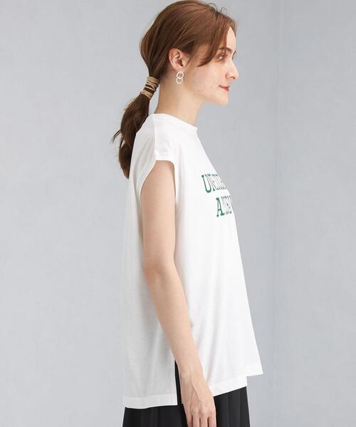 green label relaxing（グリーンレーベルリラクシング）の「SC プリント ノースリーブ [Tシャツ]（Tシャツ/カットソー・レディース・オフホワイト/オレンジ/ダークグレー・FREE）」の5枚目の写真
