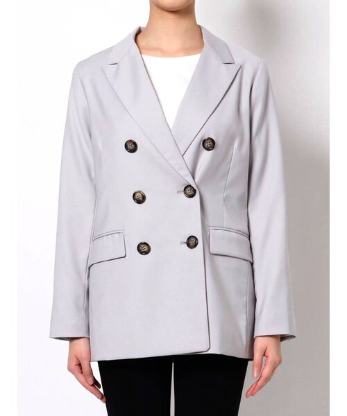MERCURYDUO（マーキュリーデュオ）の「ダブルブレストセットインジャケット（テーラードジャケット・レディース・ブラック/ライトブルー/ベビーピンク・SMALL/MEDIUM）」の5枚目の写真