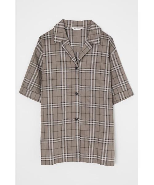 MOUSSY（マウジー）の「CHECK HALF SLEEVE シャツ（シャツ/ブラウス・レディース・ブラック/ベージュ系その他/カーキ・FREE）」の3枚目の写真