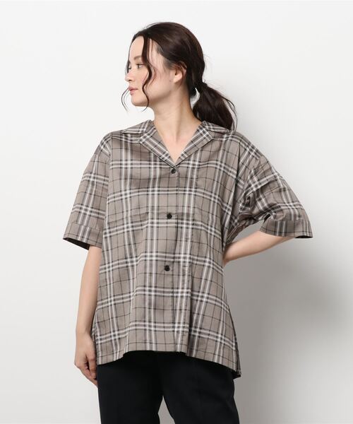 MOUSSY（マウジー）の「CHECK HALF SLEEVE シャツ（シャツ/ブラウス・レディース・ブラック/ベージュ系その他/カーキ・FREE）」の18枚目の写真