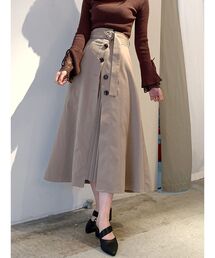 ボタンプリーツフレアスカート