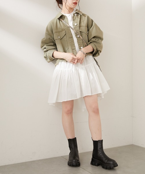 Chico(チコ)の「短丈ダメージデニムGジャン(デニムジャケット・レディース・ブラック/カーキ・FREE)」の9枚目の写真