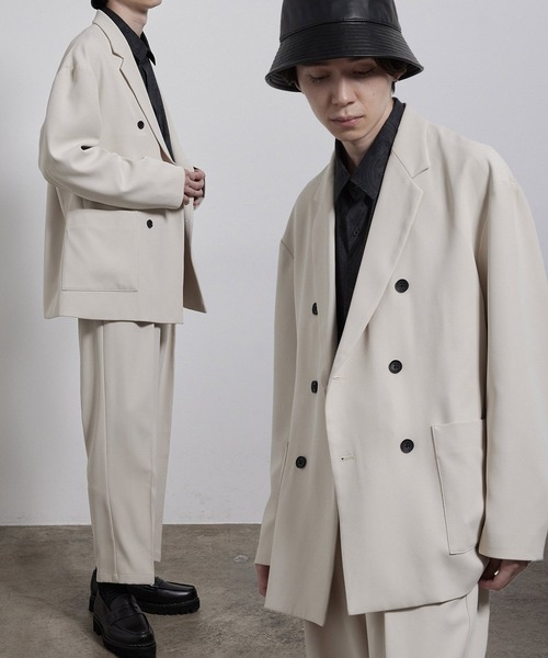 JUNRED（ジュンレッド）の「ソフトカルゼダブルジャケット（テーラードジャケット・メンズ・ブラック/ブラウン/オフホワイト・M/L）」の2枚目の写真