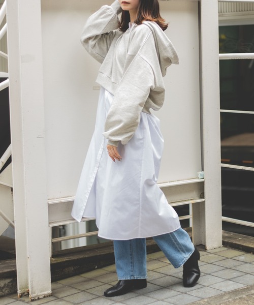 WEGO(ウィゴー)の「WEGO/タックスリーブシャツワンピース(シャツ/ブラウス・レディース・ホワイト・FREE)」の4枚目の写真