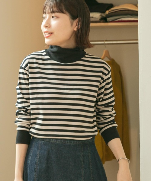 FORK&SPOON(フォークアンドスプーン)の「FORK&SPOON タートルネックカットソー(Tシャツ/カットソー・レディース・ブラック/オフホワイト/ブラック系その他・ONE)」の3枚目の写真