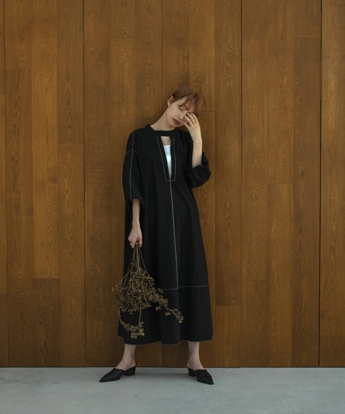 I_am（アイアム）の「balloon stitch ops（ワンピース・レディース・ブラック/ブラウン/オフホワイト・FREE）」の6枚目の写真