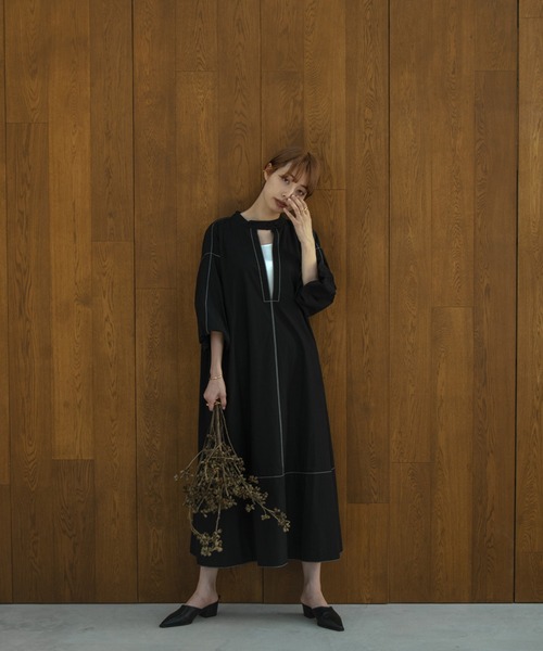 I_am（アイアム）の「balloon stitch ops（ワンピース・レディース・ブラック/ブラウン/オフホワイト・FREE）」の14枚目の写真