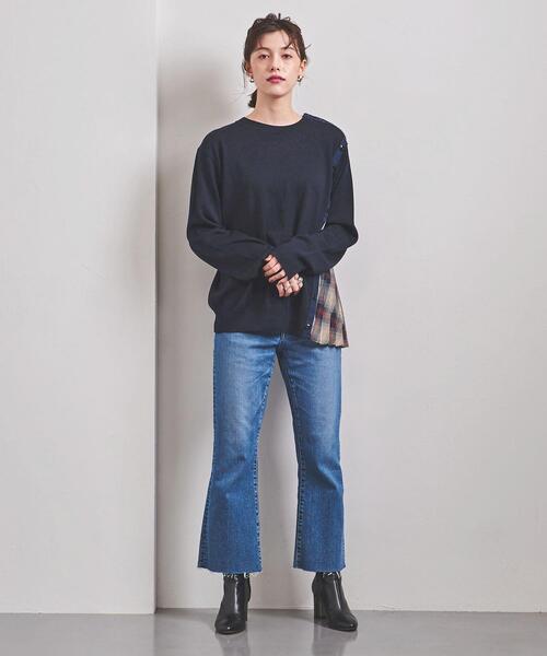 EZUMi(エズミ)の「<EZUMi(エズミ)>チェック サイドプリーツ ニット(ニット/セーター・レディース・ブラック/ネイビー・FREE)」の6枚目の写真