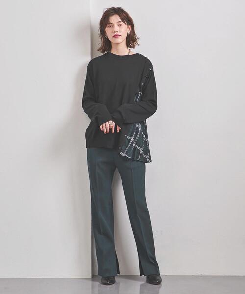 EZUMi(エズミ)の「<EZUMi(エズミ)>チェック サイドプリーツ ニット(ニット/セーター・レディース・ブラック/ネイビー・FREE)」の7枚目の写真