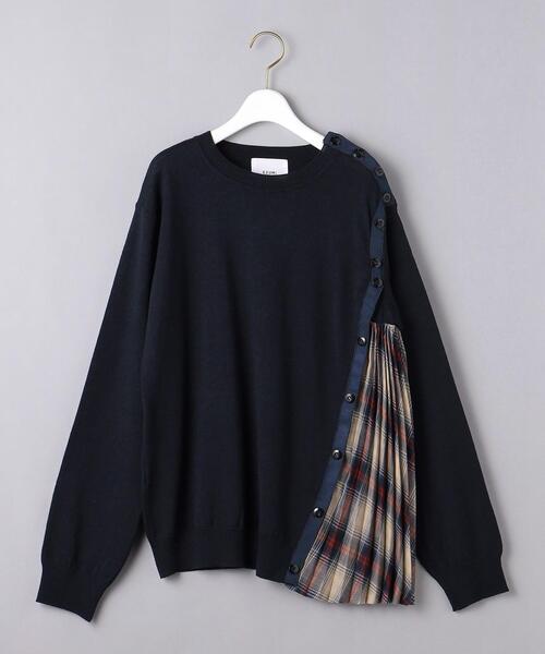 EZUMi(エズミ)の「<EZUMi(エズミ)>チェック サイドプリーツ ニット(ニット/セーター・レディース・ブラック/ネイビー・FREE)」の9枚目の写真