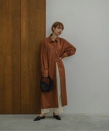 soutien collar soft leather coat