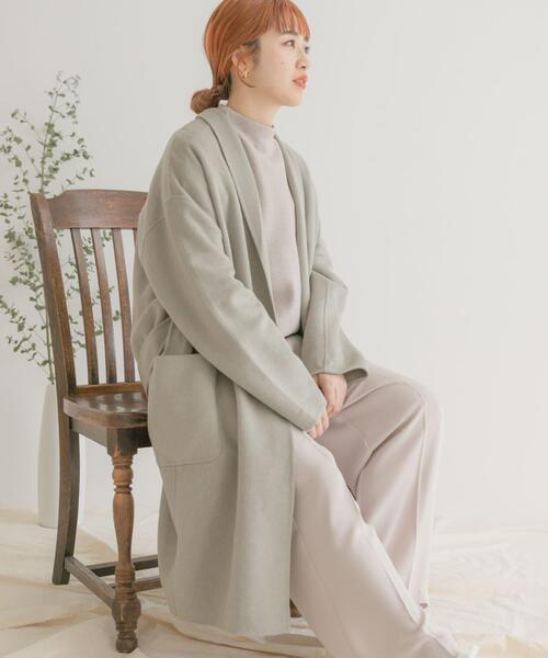 ITEMS URBANRESEARCH（アイテムズ アーバンリサーチ）の「リバーウールショールカラーコート（その他アウター・レディース・ブラック/ライトブラウン/ライトカーキ・FREE）」の4枚目の写真