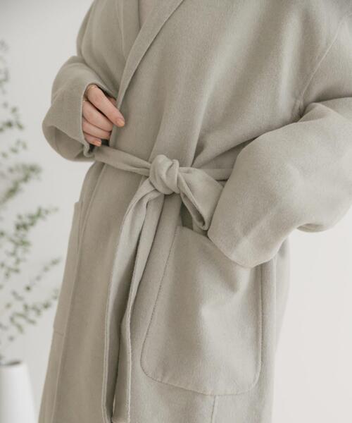 ITEMS URBANRESEARCH（アイテムズ アーバンリサーチ）の「リバーウールショールカラーコート（その他アウター・レディース・ブラック/ライトブラウン/ライトカーキ・FREE）」の6枚目の写真