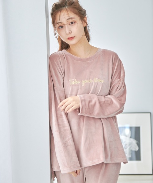 Dita(ディータ)の「パールシャギー刺繍ルームウェア上下セット パジャマ(ルームウェア/パジャマ・レディース・シャンパン/スモークグレー/ネイビー/ブラック/スモークピンク/モスグリーン・FREE)」の6枚目の写真