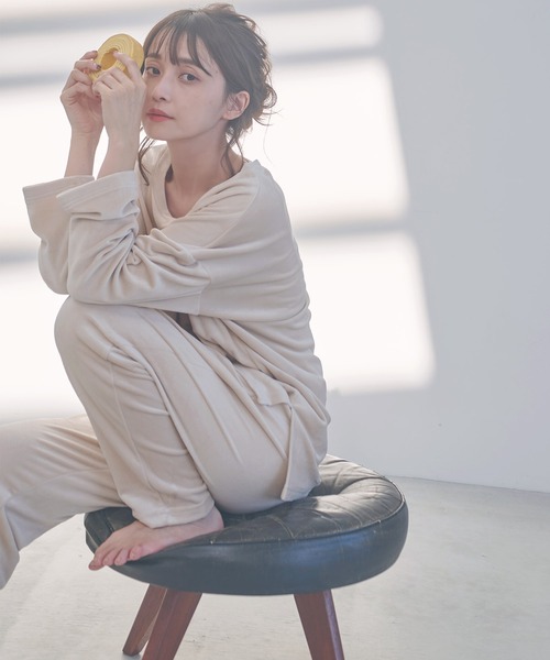 Dita(ディータ)の「パールシャギー刺繍ルームウェア上下セット パジャマ(ルームウェア/パジャマ・レディース・シャンパン/スモークグレー/ネイビー/ブラック/スモークピンク/モスグリーン・FREE)」の1枚目の写真