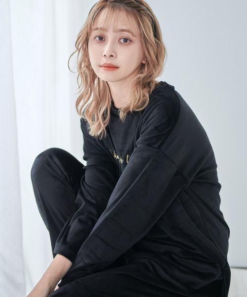 Dita(ディータ)の「パールシャギー刺繍ルームウェア上下セット パジャマ(ルームウェア/パジャマ・レディース・シャンパン/スモークグレー/ネイビー/ブラック/スモークピンク/モスグリーン・FREE)」の2枚目の写真