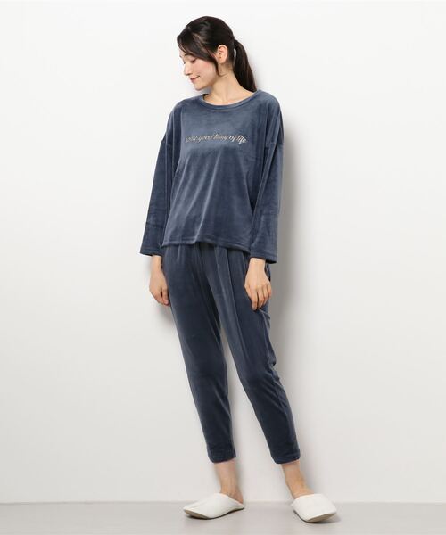 Dita(ディータ)の「パールシャギー刺繍ルームウェア上下セット パジャマ(ルームウェア/パジャマ・レディース・シャンパン/スモークグレー/ネイビー/ブラック/スモークピンク/モスグリーン・FREE)」の21枚目の写真