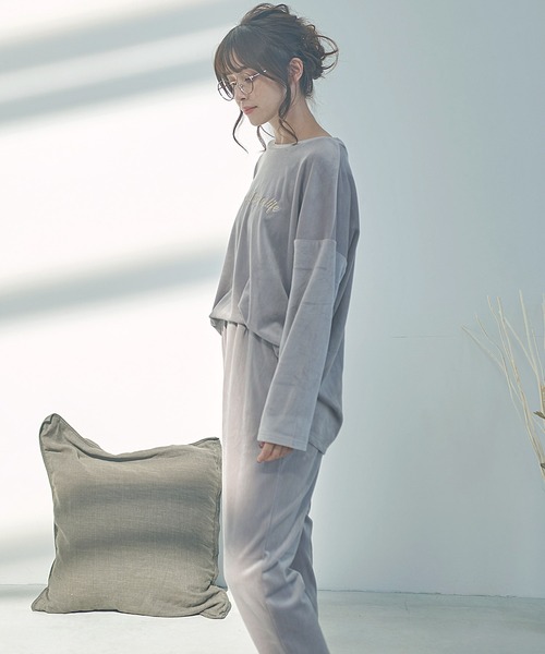 Dita(ディータ)の「パールシャギー刺繍ルームウェア上下セット パジャマ(ルームウェア/パジャマ・レディース・シャンパン/スモークグレー/ネイビー/ブラック/スモークピンク/モスグリーン・FREE)」の11枚目の写真