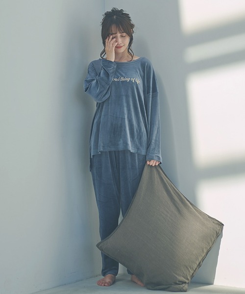 Dita(ディータ)の「パールシャギー刺繍ルームウェア上下セット パジャマ(ルームウェア/パジャマ・レディース・シャンパン/スモークグレー/ネイビー/ブラック/スモークピンク/モスグリーン・FREE)」の19枚目の写真