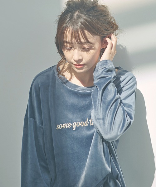 Dita(ディータ)の「パールシャギー刺繍ルームウェア上下セット パジャマ(ルームウェア/パジャマ・レディース・シャンパン/スモークグレー/ネイビー/ブラック/スモークピンク/モスグリーン・FREE)」の8枚目の写真