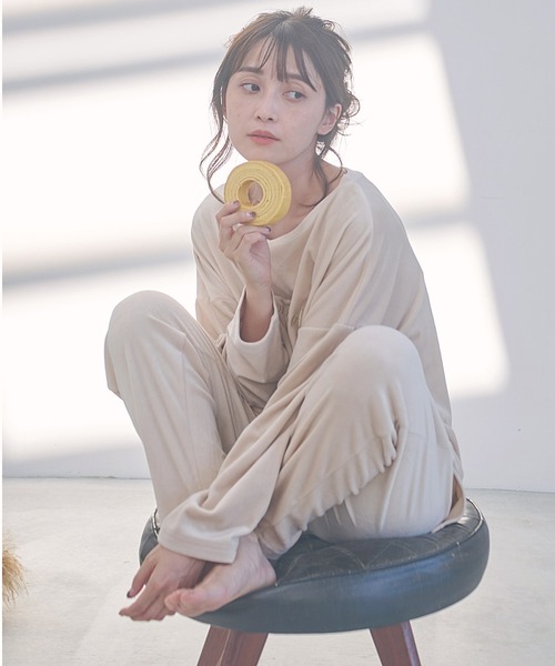 Dita(ディータ)の「パールシャギー刺繍ルームウェア上下セット パジャマ(ルームウェア/パジャマ・レディース・シャンパン/スモークグレー/ネイビー/ブラック/スモークピンク/モスグリーン・FREE)」の20枚目の写真