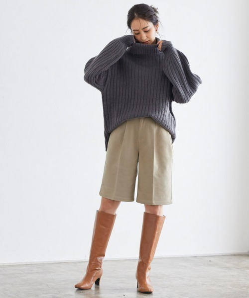 Pierrot（ピエロ）の「ウールタッチハーフパンツ（その他パンツ・レディース・ブラック/キャメル/グレイッシュベージュ・M/L）」の4枚目の写真