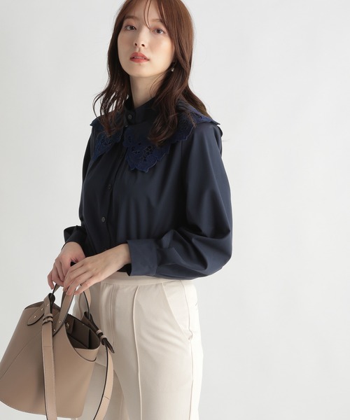 Andemiu（アンデミュウ）の「レースカラーブラウス239637（シャツ/ブラウス・レディース・ホワイト/ブラック/ネイビー・FREE）」の3枚目の写真