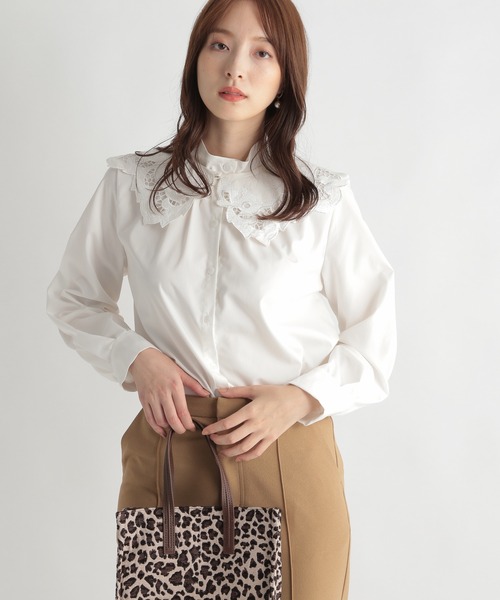 Andemiu（アンデミュウ）の「レースカラーブラウス239637（シャツ/ブラウス・レディース・ホワイト/ブラック/ネイビー・FREE）」の7枚目の写真