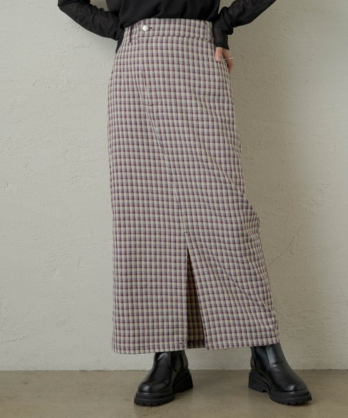 Kastane（カスタネ）の「【SETUP対応】チェックSETUPスリットスカート（スカート・レディース・グリーン/パープル・FREE）」の9枚目の写真