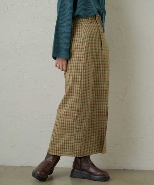 Kastane（カスタネ）の「【SETUP対応】チェックSETUPスリットスカート（スカート・レディース・グリーン/パープル・FREE）」の5枚目の写真