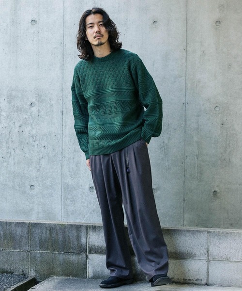 URBAN RESEARCH Sonny Label(アーバンリサーチサニーレーベル)の「マシンウォッシャブル柄編みニットプルオーバー(ニット/セーター・メンズ・アイボリー/チャコールグレー/グリーン/キャメル・MEDIUM/LARGE)」の6枚目の写真