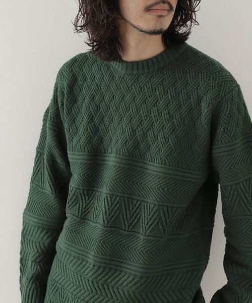 URBAN RESEARCH Sonny Label(アーバンリサーチサニーレーベル)の「マシンウォッシャブル柄編みニットプルオーバー(ニット/セーター・メンズ・アイボリー/チャコールグレー/グリーン/キャメル・MEDIUM/LARGE)」の10枚目の写真