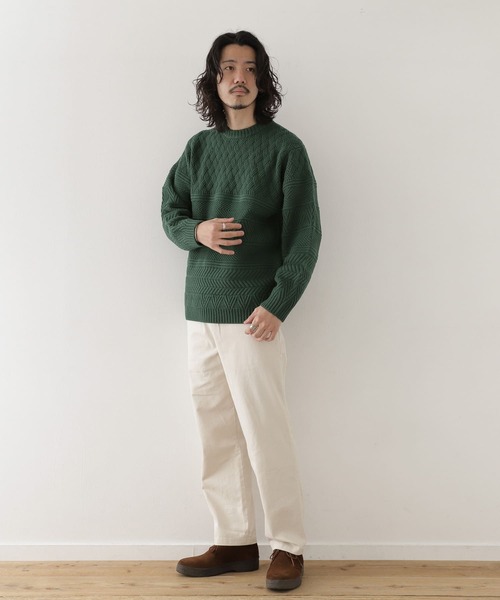 URBAN RESEARCH Sonny Label(アーバンリサーチサニーレーベル)の「マシンウォッシャブル柄編みニットプルオーバー(ニット/セーター・メンズ・アイボリー/チャコールグレー/グリーン/キャメル・MEDIUM/LARGE)」の17枚目の写真