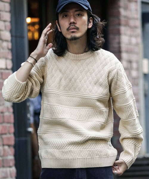 URBAN RESEARCH Sonny Label(アーバンリサーチサニーレーベル)の「マシンウォッシャブル柄編みニットプルオーバー(ニット/セーター・メンズ・アイボリー/チャコールグレー/グリーン/キャメル・MEDIUM/LARGE)」の15枚目の写真