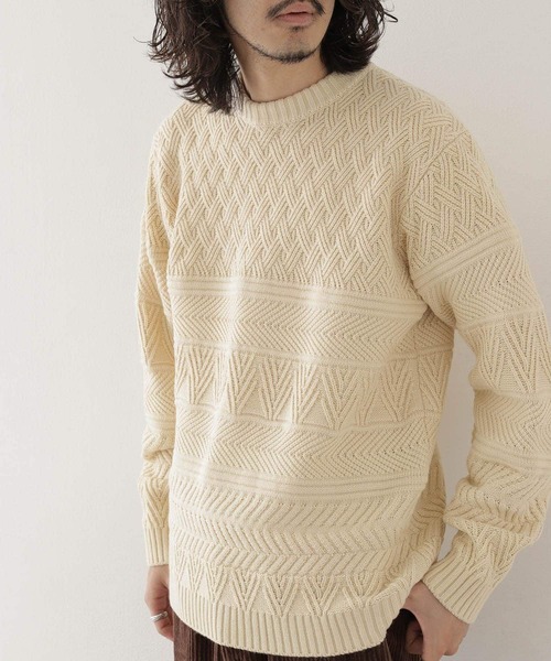 URBAN RESEARCH Sonny Label(アーバンリサーチサニーレーベル)の「マシンウォッシャブル柄編みニットプルオーバー(ニット/セーター・メンズ・アイボリー/チャコールグレー/グリーン/キャメル・MEDIUM/LARGE)」の5枚目の写真