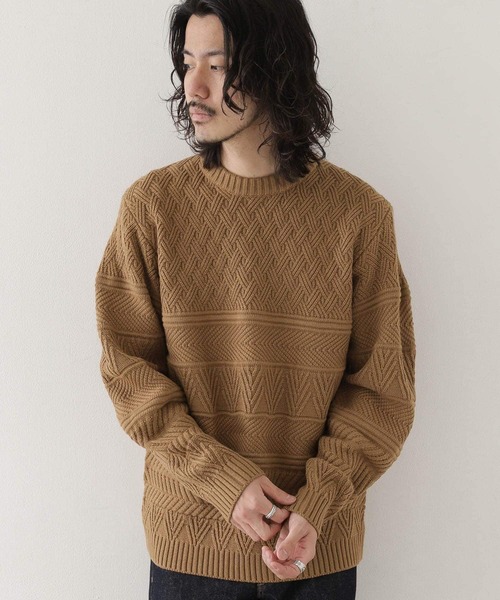 URBAN RESEARCH Sonny Label(アーバンリサーチサニーレーベル)の「マシンウォッシャブル柄編みニットプルオーバー(ニット/セーター・メンズ・アイボリー/チャコールグレー/グリーン/キャメル・MEDIUM/LARGE)」の18枚目の写真