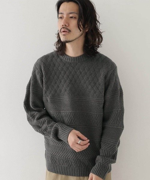 URBAN RESEARCH Sonny Label(アーバンリサーチサニーレーベル)の「マシンウォッシャブル柄編みニットプルオーバー(ニット/セーター・メンズ・アイボリー/チャコールグレー/グリーン/キャメル・MEDIUM/LARGE)」の21枚目の写真