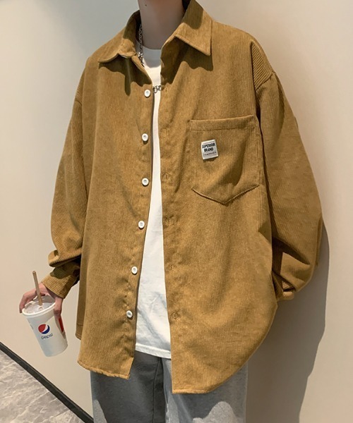 MGV(エムジーヴィー)の「胸ポケット付きオーバーサイズコーデュロイシャツ(シャツ/ブラウス・メンズ・オフホワイト/オリーブ/ベージュ/グレー・MEDIUM/X-LARGE/LARGE)」の3枚目の写真