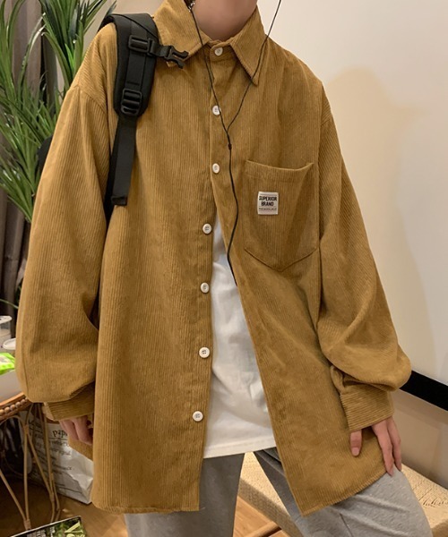 MGV(エムジーヴィー)の「胸ポケット付きオーバーサイズコーデュロイシャツ(シャツ/ブラウス・メンズ・オフホワイト/オリーブ/ベージュ/グレー・MEDIUM/X-LARGE/LARGE)」の5枚目の写真